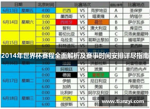 2014年世界杯赛程全面解析及赛事时间安排详尽指南