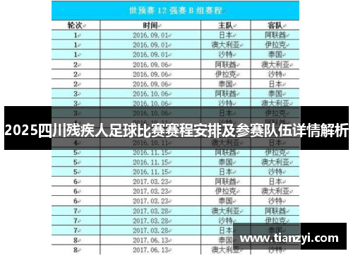 2025四川残疾人足球比赛赛程安排及参赛队伍详情解析